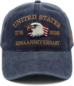 250 Anniversary USA Hat - 250th Anniversary Merchandise Patriotic Eagles Hat Embroidered US with Flag Baseball Cap