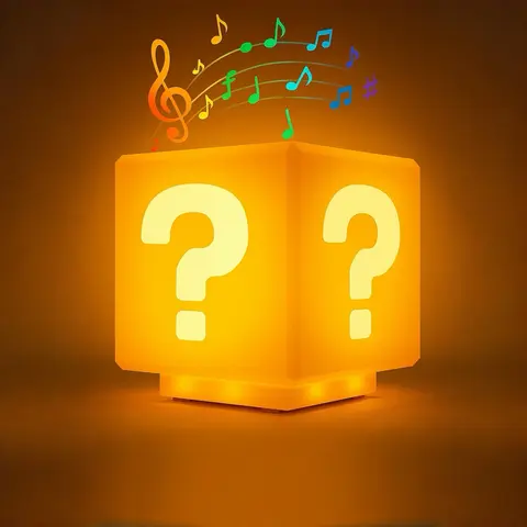 Question Block Lamp with Sound Effects USB Powered LED Night Light for Gaming Room Decor Birthday Gifts for Gamers Classic Pixel Art Design
