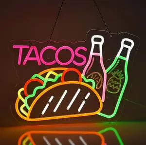 Tacos Neon Sign LED | Wall Decor Light for Mexican Restaurant & Food Truck
