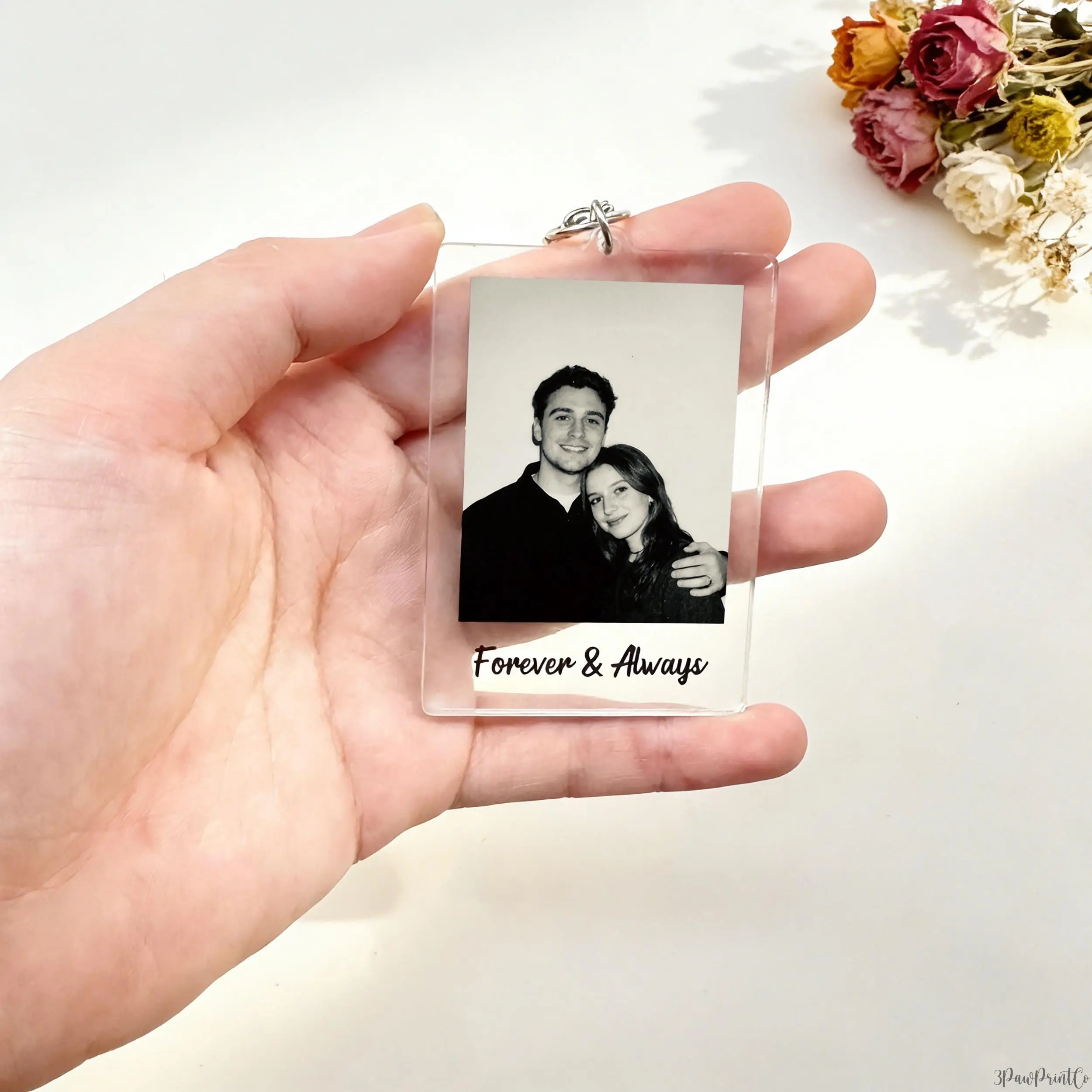 Personalized Photo Keychain With Custom Message, Couple Gift For Boyfriend Girlfriend, Valentine’s Day Love Keychain