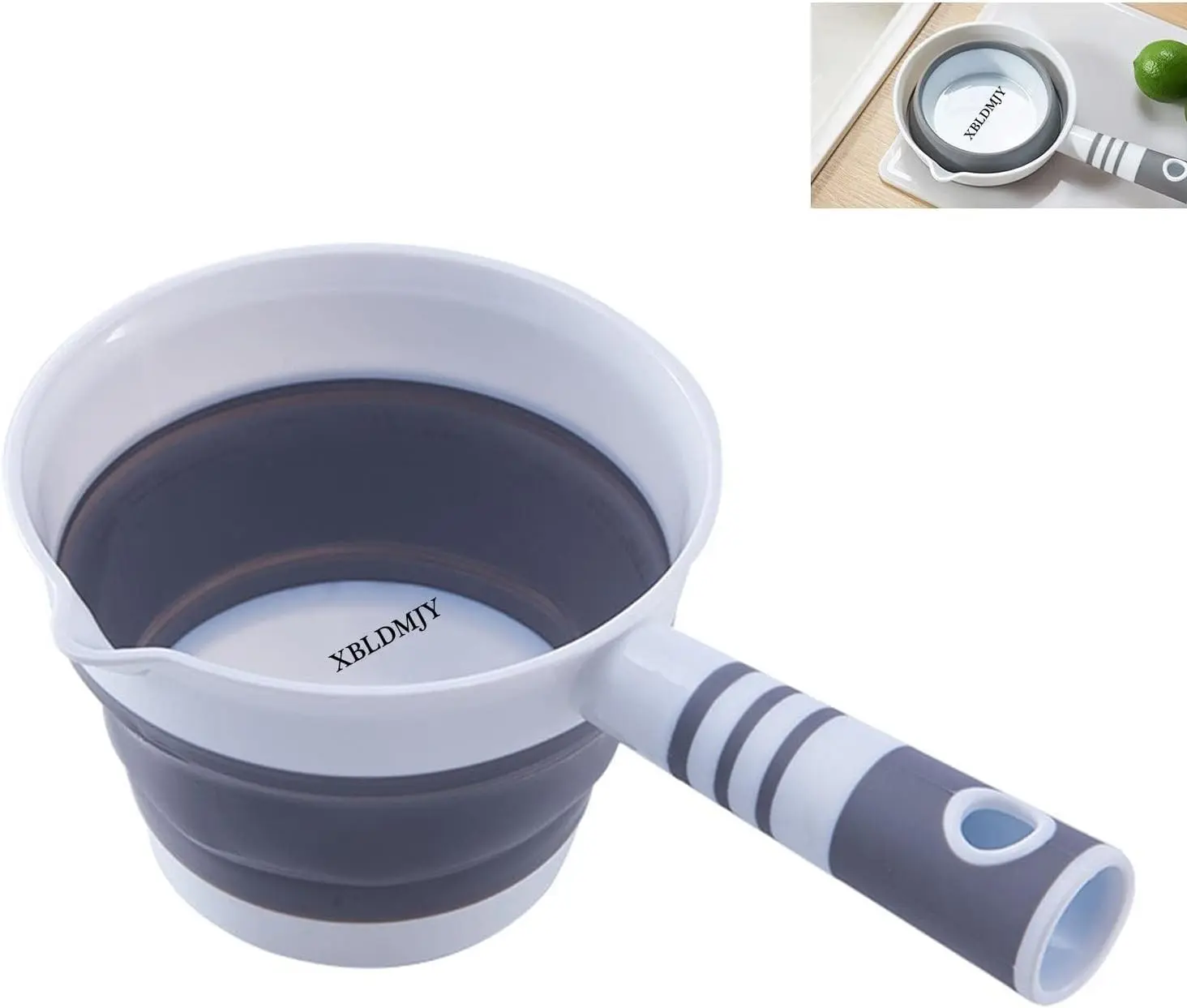 Water Dipper,Folding Bath Ladle，Plastic Water Scoop for Travel, Tabo, Used In Kitchen, Garden, Bathroom(Grey)