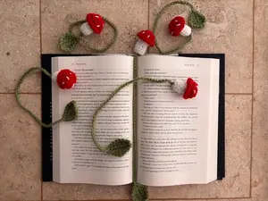 Handcrafted Crocheted Mushroom Bookmark