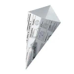 Packnwood  14.5 oz. Sturdy Paper Cones with Newsprinted Print