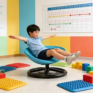 Chairs for Offices And Step Stools - Spin Chair for Children with Autism | Blue And Orange Oval Eggshell Pattern, Featuring a Non-Slip Metal Base, Designed for Training And Rehabilitation, Ideal for Both Training Facilities And Home Environments
