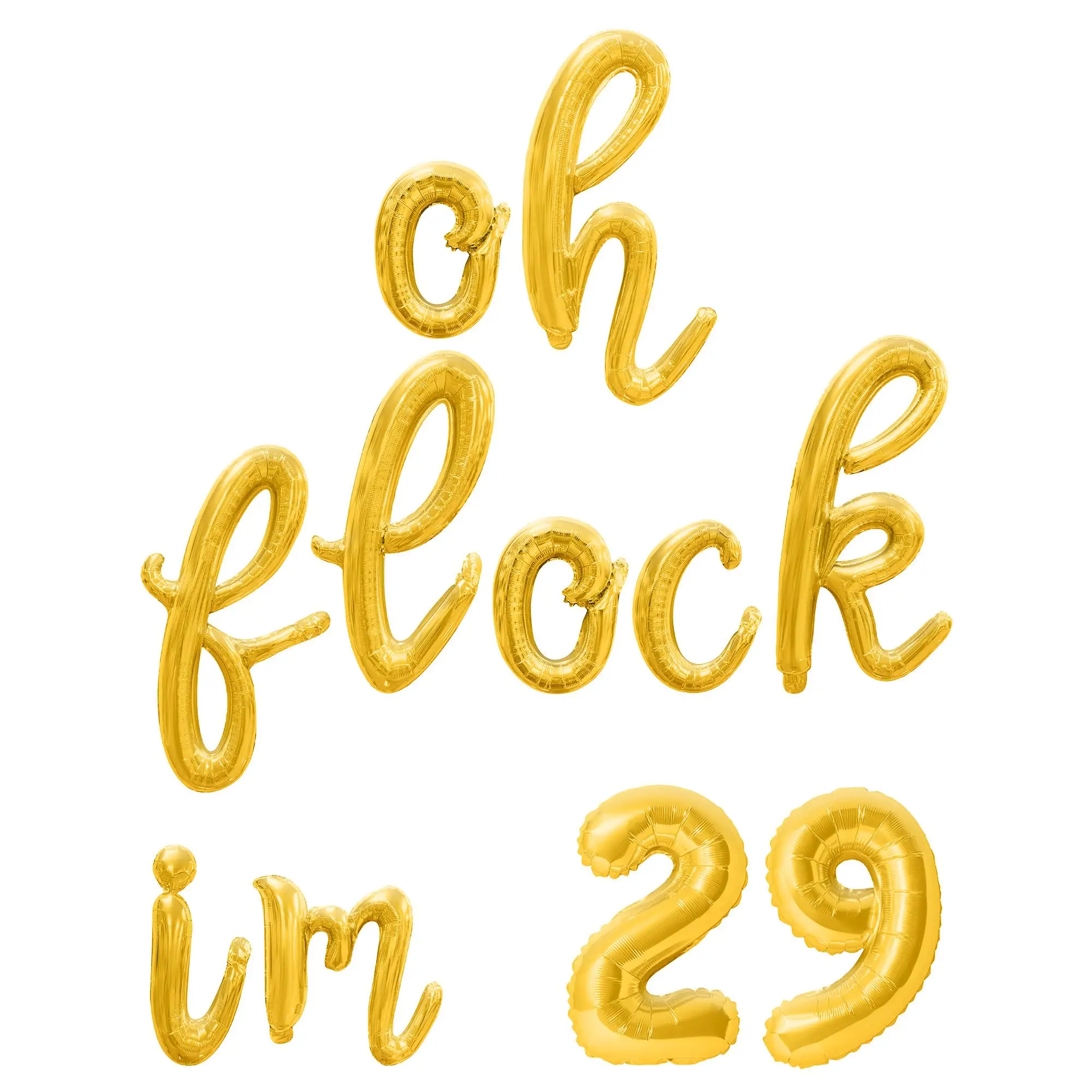 Cursive Script Letter & Number Balloons - OH FLOCK IM 29 16" Inch Alphabet Letters Foil Mylar Balloon 29th Birthday Party Banner