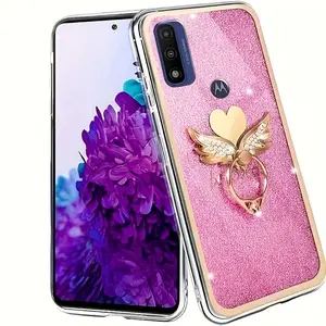 for Moto G Pure,Moto G Power 2022,Moto G Play 2023 Smartphone Case, Metal Wing Ring Stand Holder Design, Electroplated Imd+tpu Material, Durable Protection Cover for Daily Use Accessories