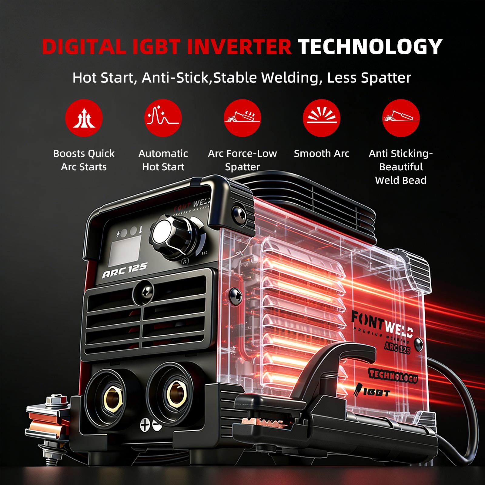 ARC 125A Welder, 110V 125Amp IGBT Inverter 2 in 1 Stick/Lift TIG Portable Mini Welding Machine with Hot Start Anti-Stick, Digital Display & 4 Safety Protections for Home DIY, Car Repair, Metal Fabrication