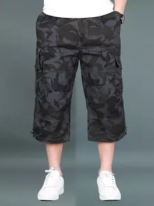 Men's Casual Seven-Quarter Pants, No Elastic Fabric, All Seasons Daily Wear, Loose Fit, Multiple Pockets, Commute & Streetwear