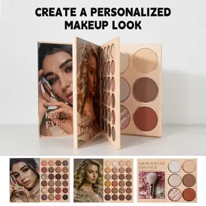 54-Color All-in-One all-day  Makeup Book Palette, 3-Layer Foldable Design with Eyeshadow, Blush & Highlighter, Silky Buildable Formula for Travel & Daily Glam Evening Smooth