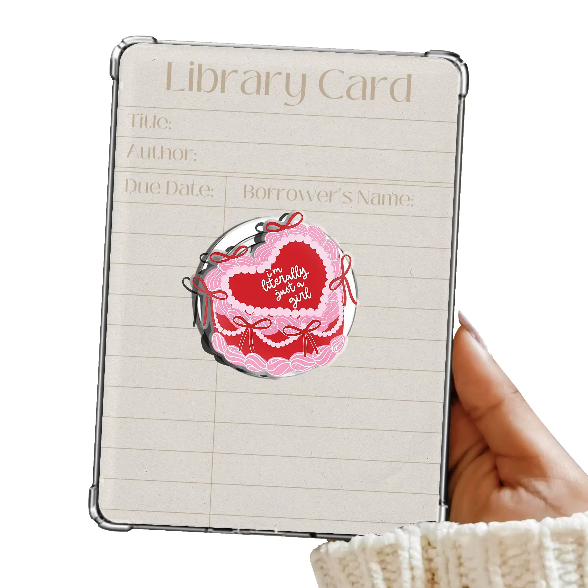 Red Bow Coquette Cake I'm Literally Just A Girl Magnetic Pop Socket Kindle Grip Cute Adorable MagSafe Phone Grip Phone Holder Magnetic Pop Socket Phone Kindle Grip Popsocket