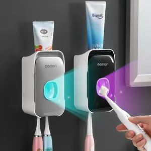 Wall-Mounted Automatic Toothpaste Dispenser & Toothbrush Holder Set for Hands-Free Bathroom Organization