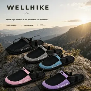 WELLHIKE Foldable Quick Dry Water Sandals, Lightweight Portable Slip On Flip Flops, Waterproof Non Slip Beach Camping Hiking Slippers for Men Women