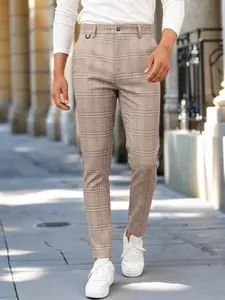 Men's British Style Plaid Casual Pants, Breathable and Comfortable for Work and Outings, Versatile Fashionable Trousers