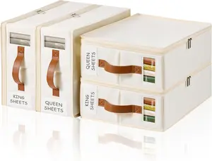 4-Pack Sheet Storage Bags - Insect-Free Doorway Storage Bags with Zipper Label Handle Window Linen Wardrobe Organizer and Sheet Storage Set