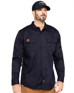 Hawx Men's Fr Long Sleeve Button-Down Work Shirt Big - Big
