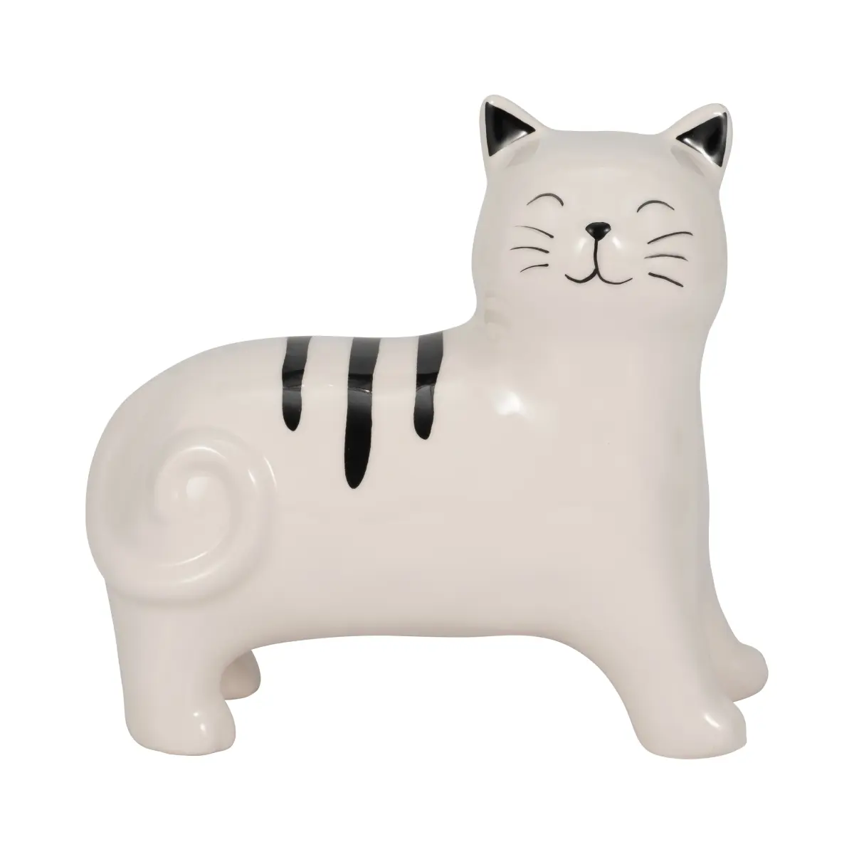 212 MAIN 7 in. Ceramic Standing Kitty Figurine Sculpture - Black & White Animal Design Collectible, Indoor Home Decoration Ornament for Home Supplies