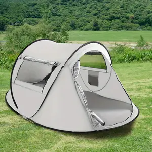 Camping Essentials! No-hitch pop-up tent, sunscreen anti-mosquito ventilated breathable fabric, beige color high value 3 minutes quick assembly , outdoor activities preferred equipment, Shipped from the US
