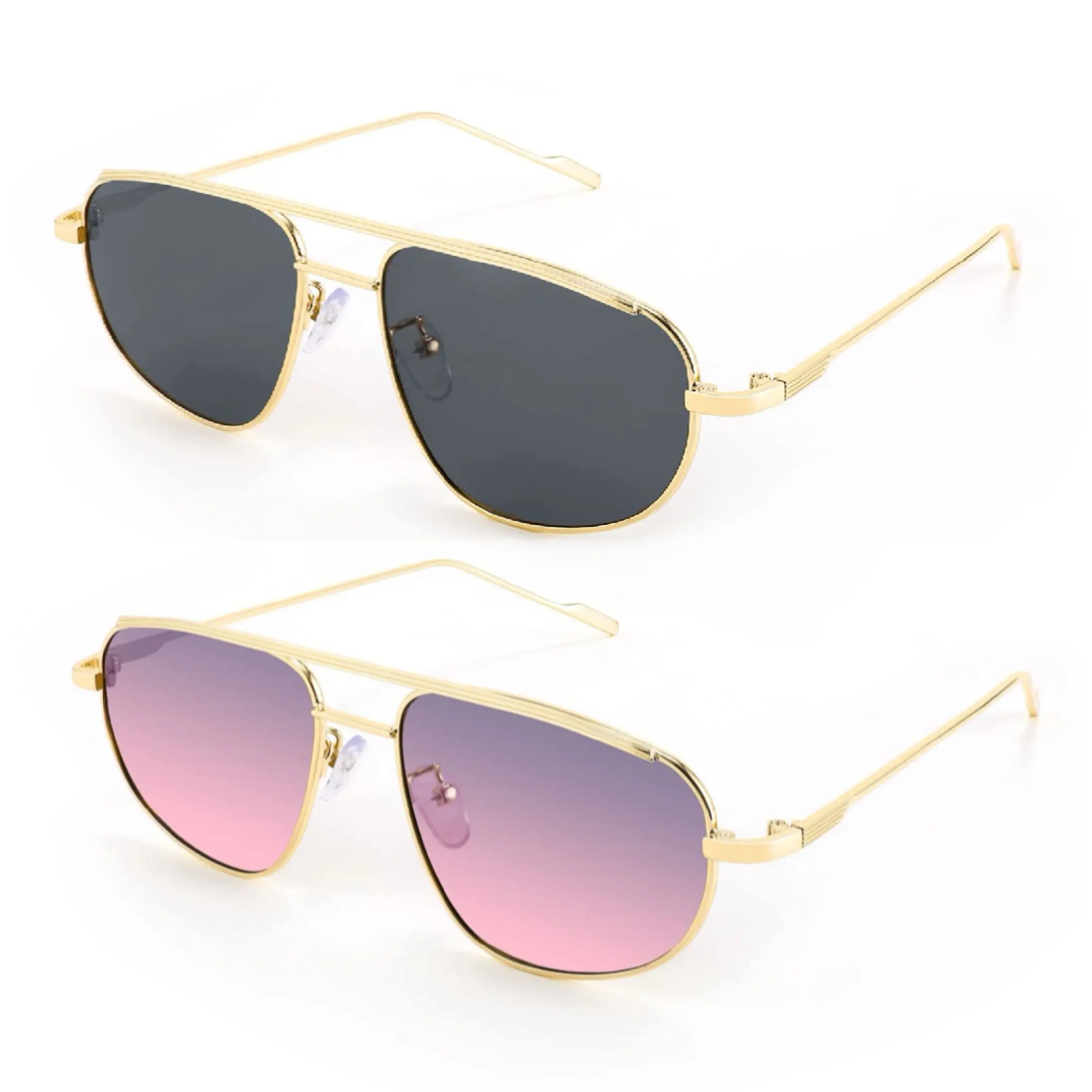 2 Pack Gold Frame/Gray Lens+Gold Frame/Gray Pink