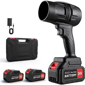 Cordless Leaf Blower, 400000 RPM Handheld Leaf Blower with 2x24V 2400mAh  and Charger, 130MPH Turbo Airflow Lightweight Leaf Blowers for Patio, Lawn, , Camping