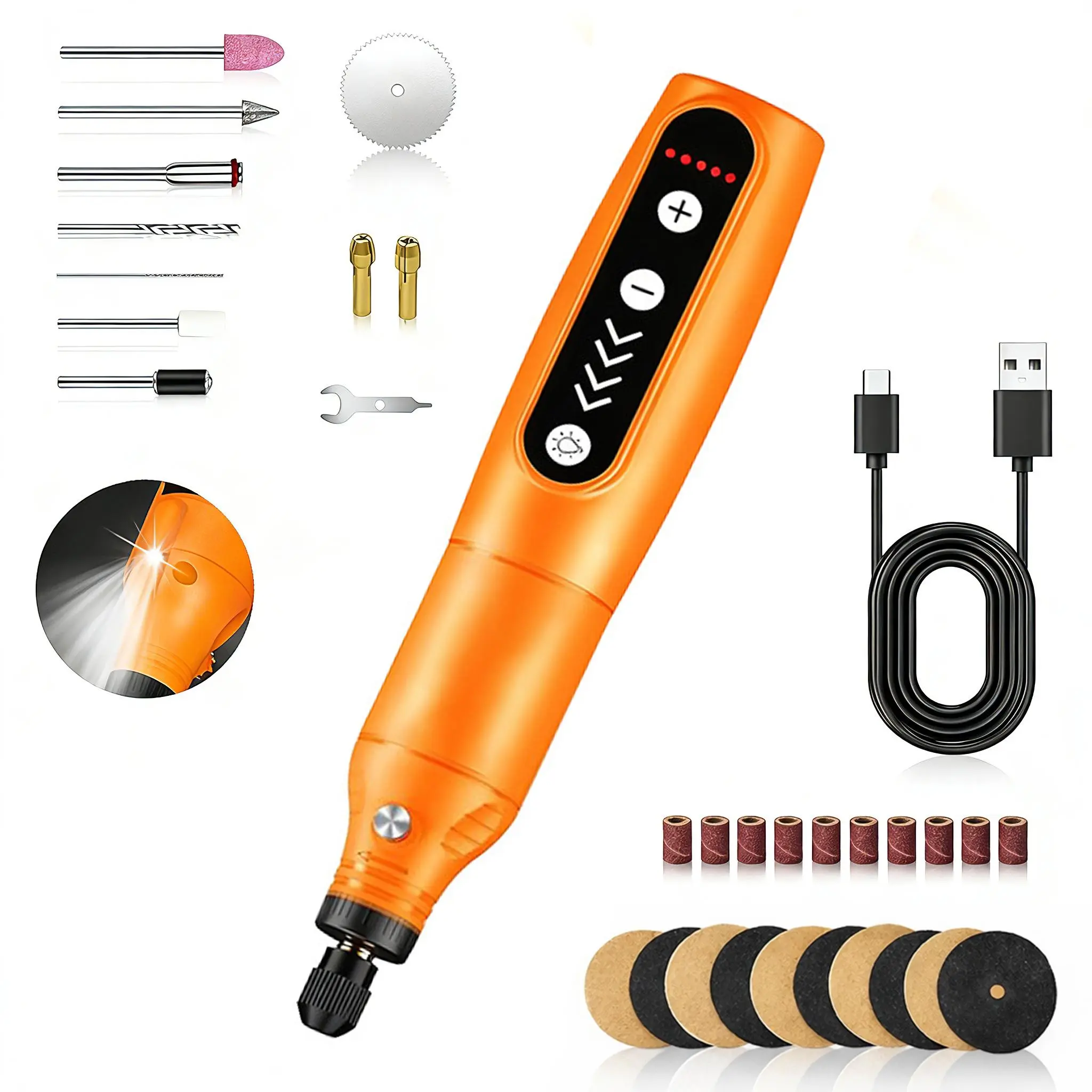 Cordless Rotary Tool, 5 Variable Speed Mini Rotary Tool Kit with 31 Accessories, 3.7V Type-C Charging Power Rotary Tool for Engraving, Sanding, Polishing, Carving, Cutting, DIY Crafts power rotary tool fathersdaygift,father'sdaygifts