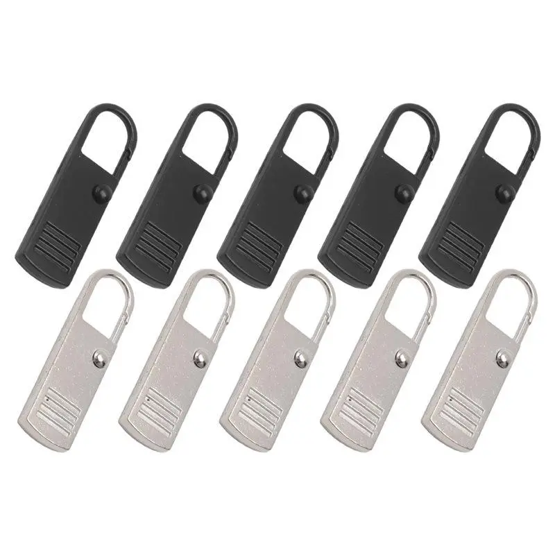 10Pcs Zipper Pull-Tab Replacement, Metal Zipper Puller Zip Slider Extender Handle Mend Fixer for Suitcases Backpacks