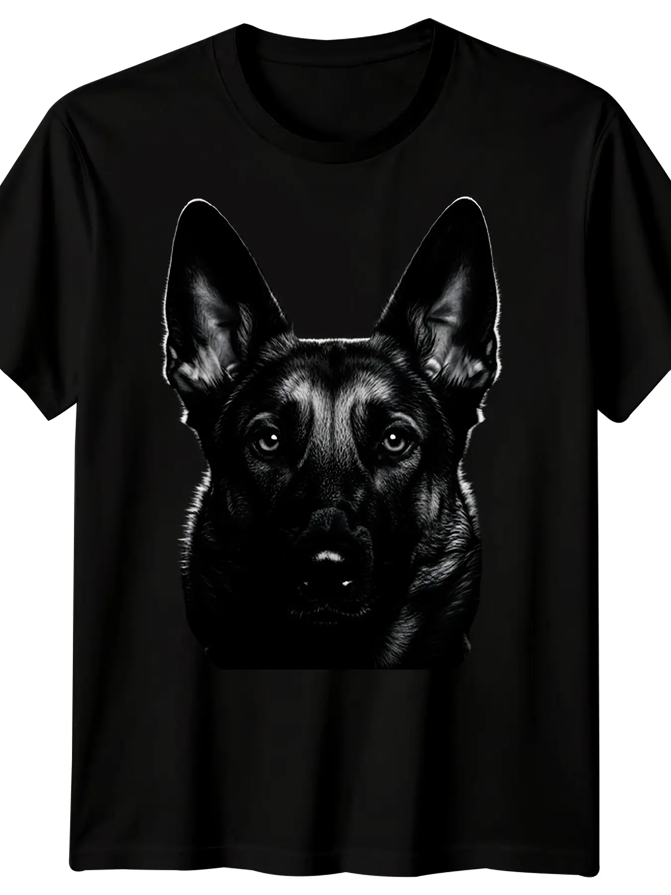 German Shepherd Dog Animals Mens T Shirt Realistic unisex soft cotton short sleeve t shirt, vintage graphic casual tee for men women teens, perfect birthday holiday gift for camping travel gym daily street casual wear