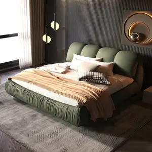 Eyisean Queen Size & King Size Cloud Bed Frame Luxury Upholstered Platform Bed, Solid Wood Frame & Oversized Padded Backrest, Contemporary Upholstered Bed|No Box Spring Needed||1000Lbs Weight, Multiple Heights of Mattresses for Bedroom Apartment