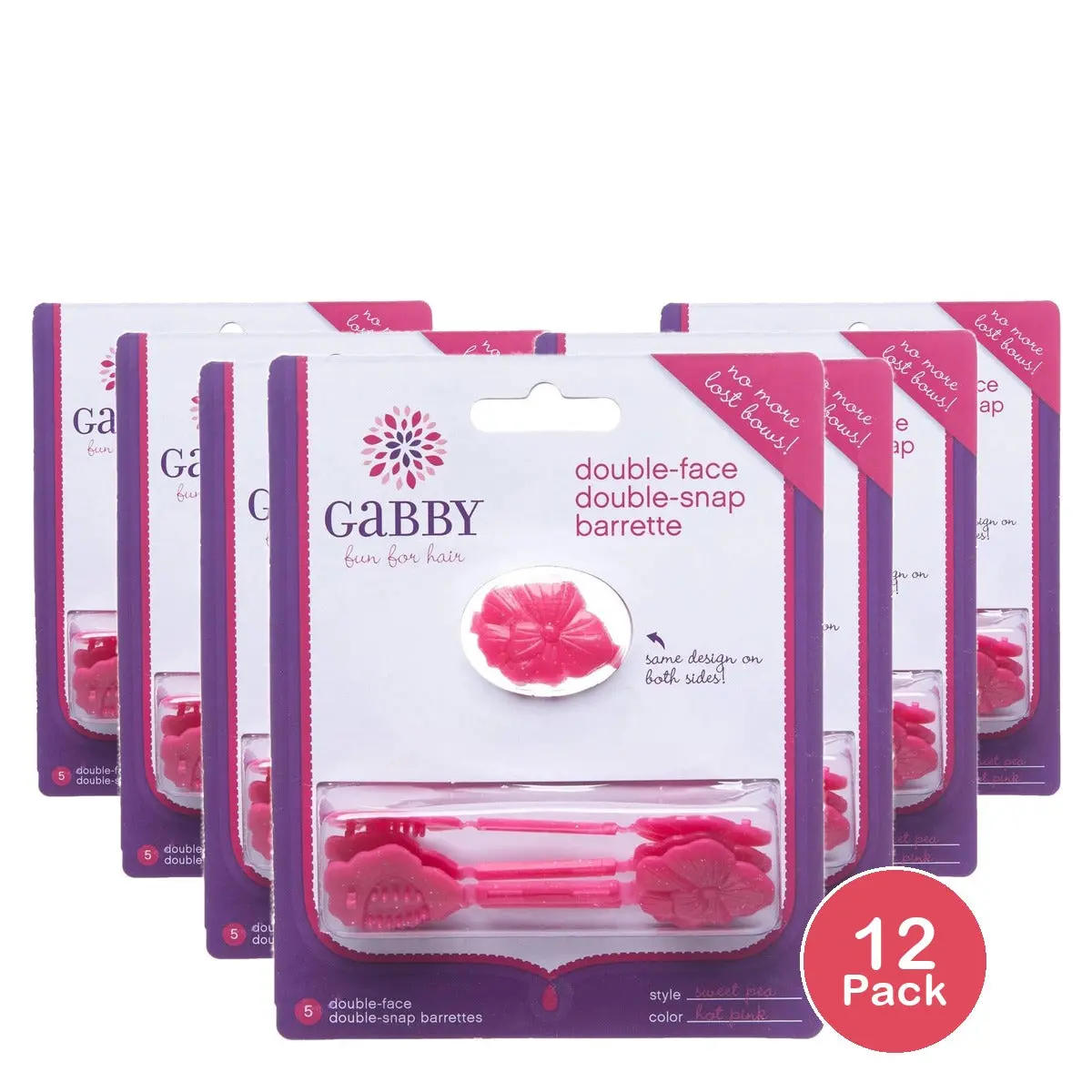GaBBY Double Face Snap Barrette Hot Pink (Pack of 12)