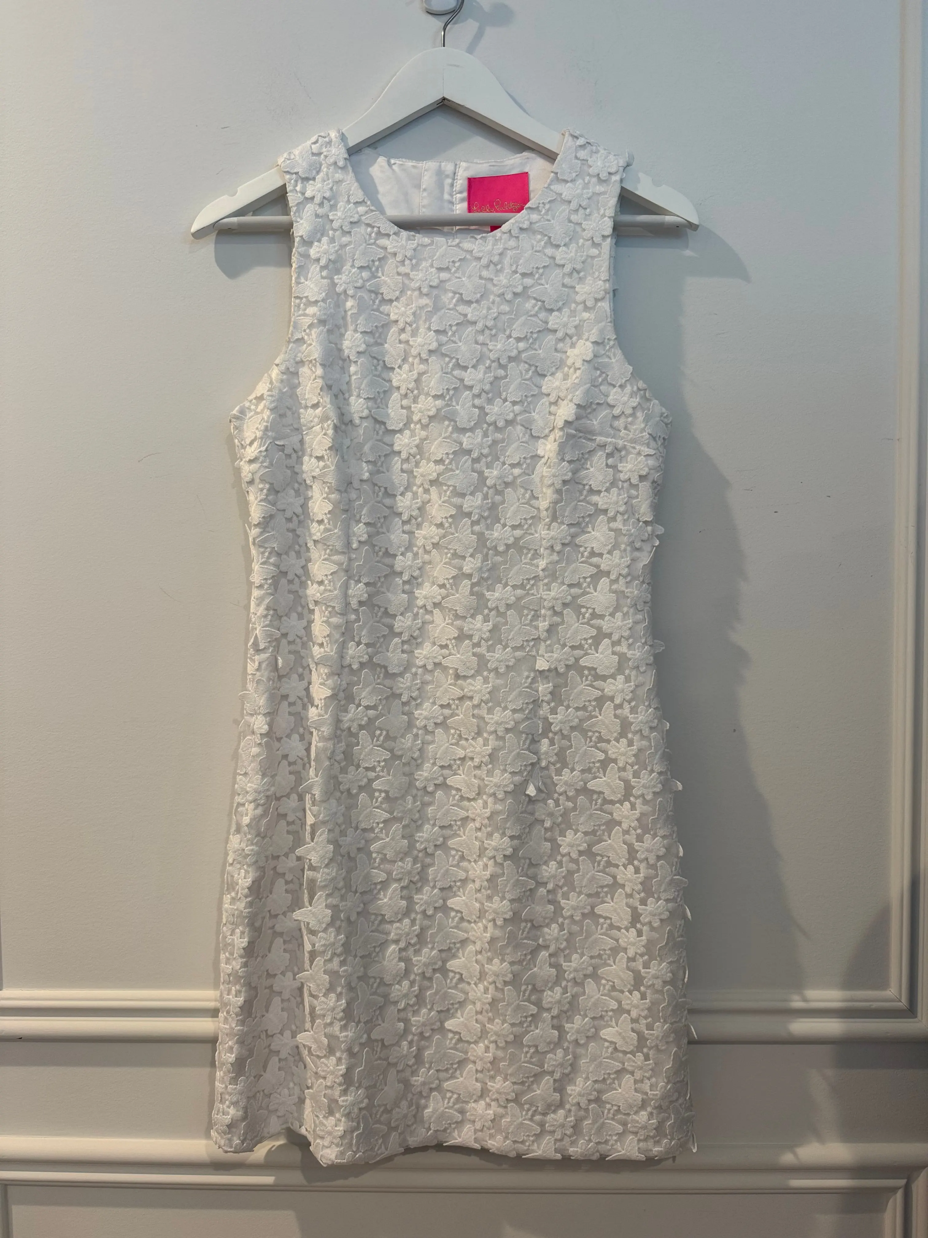 Lilly Pulitzer White Butterfly Lace Dress, Size Small