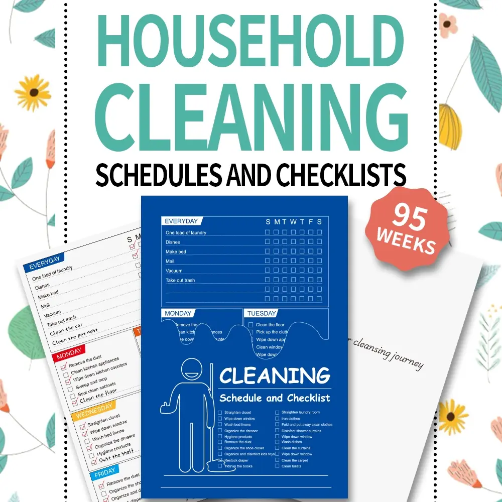 Cleaning Schedule & Checklist Notebook, 1 Count Household Chores List, Daily and Weekly Cleaning Checklist, Home and Office Supplies, Spiral Bound Planner