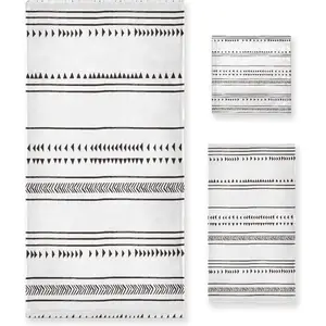 3 Piece Black and White Boho Bath Towels SetMicrofiber Absorbent Geometric Chic Triangle Minimalist Towels for Bathroom 1 Bath Towel 1 Hand Towel 1 Washcloth Decorative Bathroom Towels
