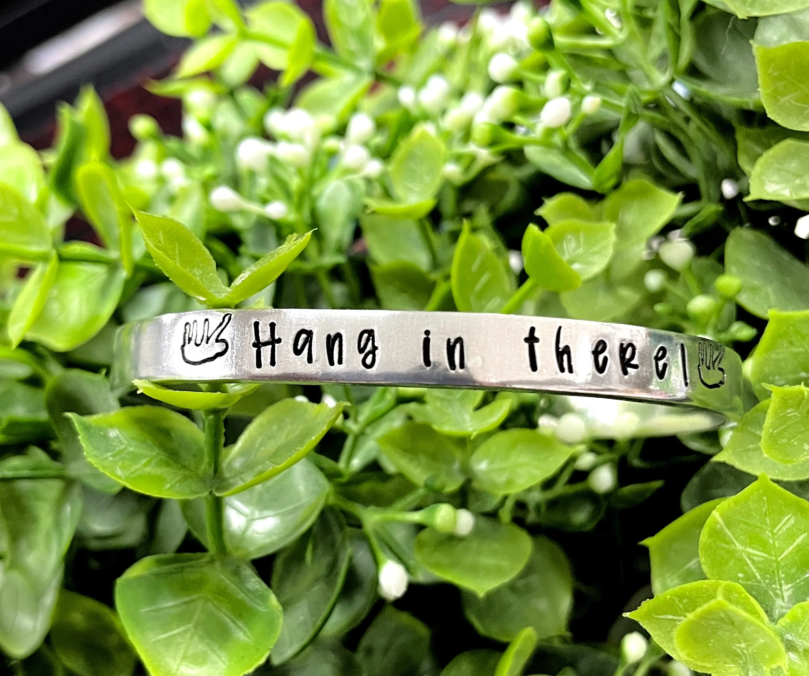 Hang in There Sloth Hand Stamped Cuff Bracelet - Can be d