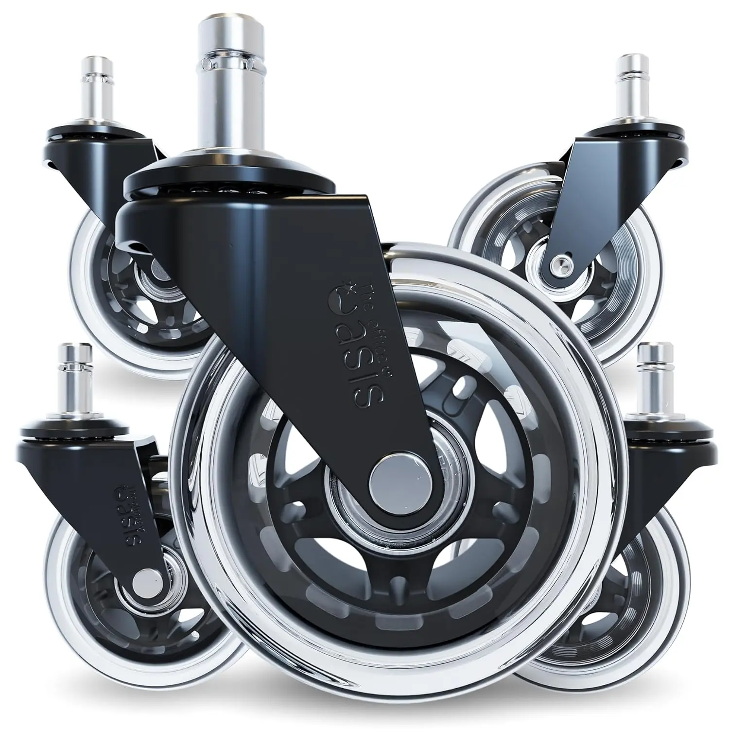 The Office Oasis - Original Rollerblade Office Chair Wheels (As Seen On PBS), Easy Installation with Universal Fit - Set of 5