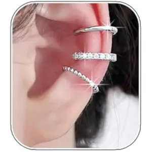 3Pcs Ear Cuffs Non Piercings Gifts for Girls Women, Teen Gifts Trendy Stuff Gold Silver Clip On Cuff Earrings Set Jewelry