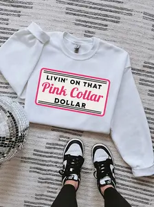 Pink Collar Dollar TEE, vintage crewneck western women's graphic tees, western clothing, women’s clothes, country western tops, western stuff, cowgirl stuff, western tops clothes, western outfits women, country concert outfits Summer clothes