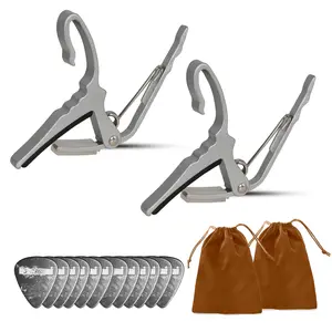 5 Core Guitar Capo Pair Quick Change Acoustic Electric String Clip Banjo Mandolin Or Ukulele Silver