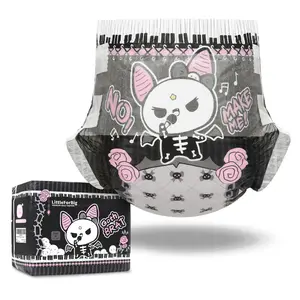 Littleforbig Goth Brat Ultra Absorbent 7000 mL Adult Diaper 10 Pieces with Bella Bat Art in High Contrast Purples and Moody Blacks, Ideal for Women Care, Adult Incontinence Briefs with Tabs