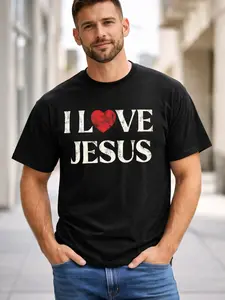 I Love Jesus Vintage Christian Faith Graphic T-Shirt Unisex Cotton Tee Retro Style Tee