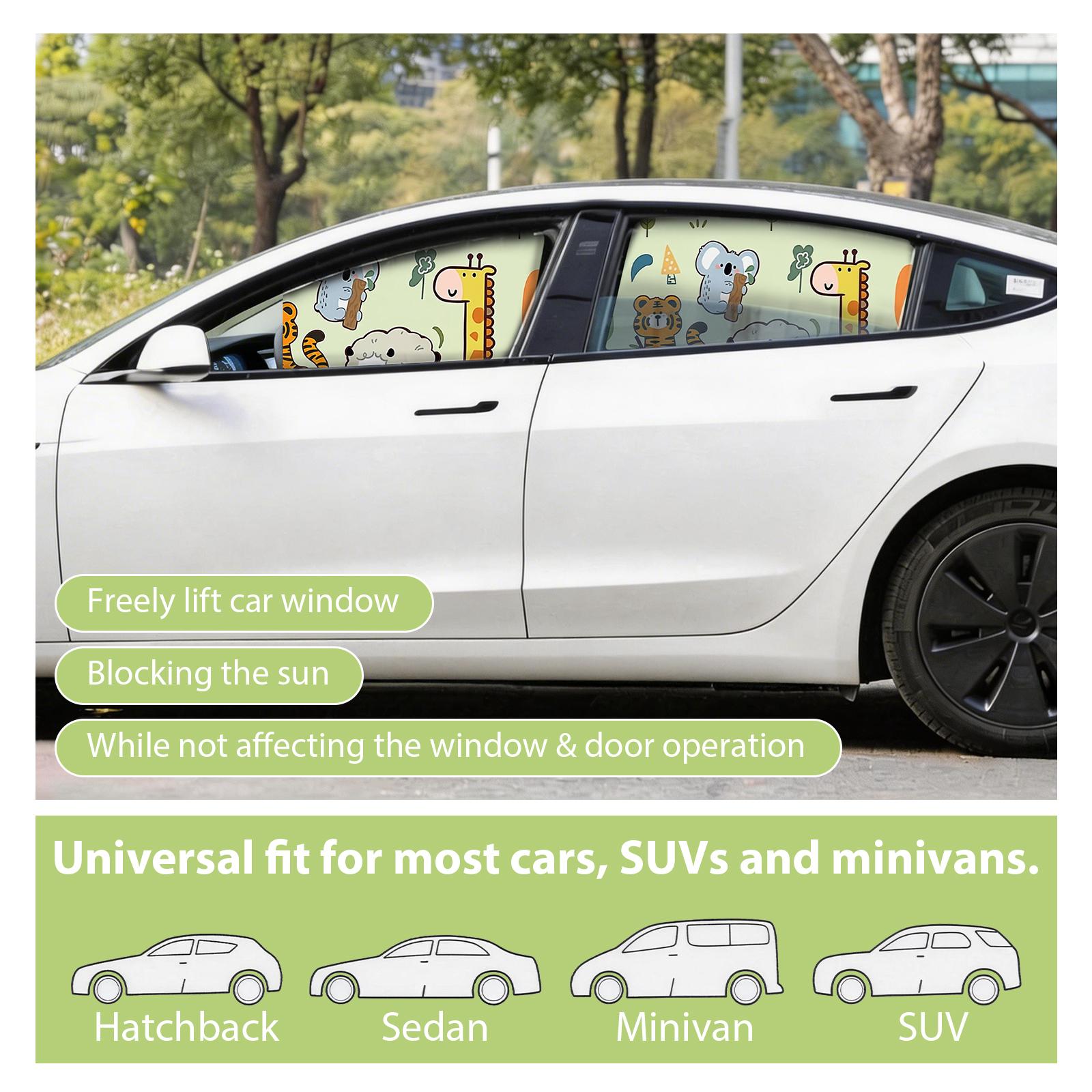 2 Pcs/ 4 Pcs Car Side Window Shades,Car Window Covers,Privacy Curtains,Block Light, Insulate Against Heat, and Shield Against Ultraviolet Rays,Easy Installation for Any Household Vehicle