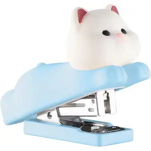Mini Cute  Stapler with Staples, Cartoon Stereoscopic  (PVC) Stapler, Labor-Saving Office Supplies for Students  (Blue Puppy)