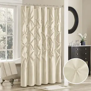 Madison Park Laurel White Shower Curtain, Solid Transitional Shower Curtains for Bathroom, 72 X 72"
