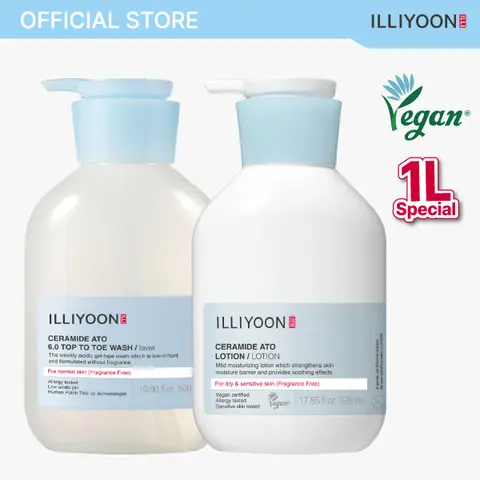 Ceramide Ato Body Duo | Family Size, Ato Lotion 528ml + Body Wash 500ml Duo for Dry Sensitive Skin
