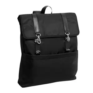 McKleinUSA Element Flap-Over Laptop Backpack for Adults, 15" Nylon Business Pack with Dual Clasp and Adjustable Straps, Black
