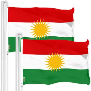 G128 2 Pack: Kurdistan Region Flag | 3x5 Ft | LiteWeave Pro Series Printed 150D Polyester | Country Flag, Indoor/Outdoor, Vibrant Colors, Brass Grommets, Thicker and More Durable Than 100D 75D Poly
