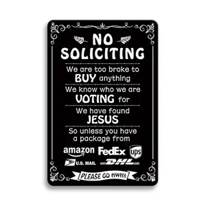 No Soliciting Sign, Funny Metal Sign, Decorative Sign for House, Wall Art for Home Living Room Bedroom Office