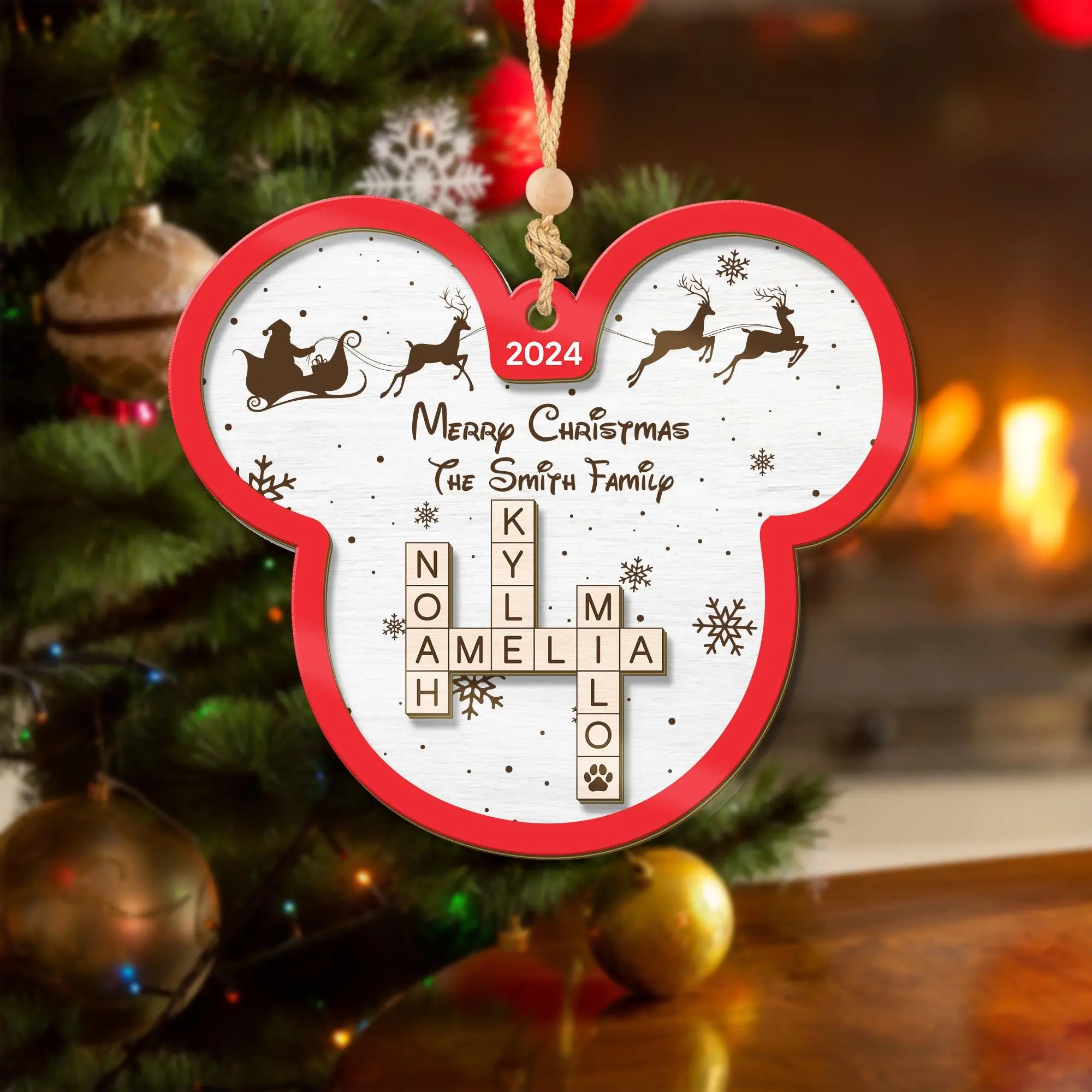 Custom Family Crossword Ornament Hanging Decor, Personalized Family Christmas Ornament  Hanging Decor, Custom Family Names Puzzle Ornament  Hanging Decor, Christmas Gift  Hanging Decor, Holliday Gift
