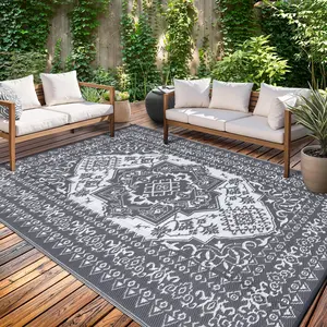 Outdoor Rugs, Reversible Waterproof Patio Rug, Plastic Straw Rug Sun-Resistant RV Mat, Portable Indoor Outdoor Vintage Area Rugs Carpet for Camping Picnic Backyard, Outdoor Rug