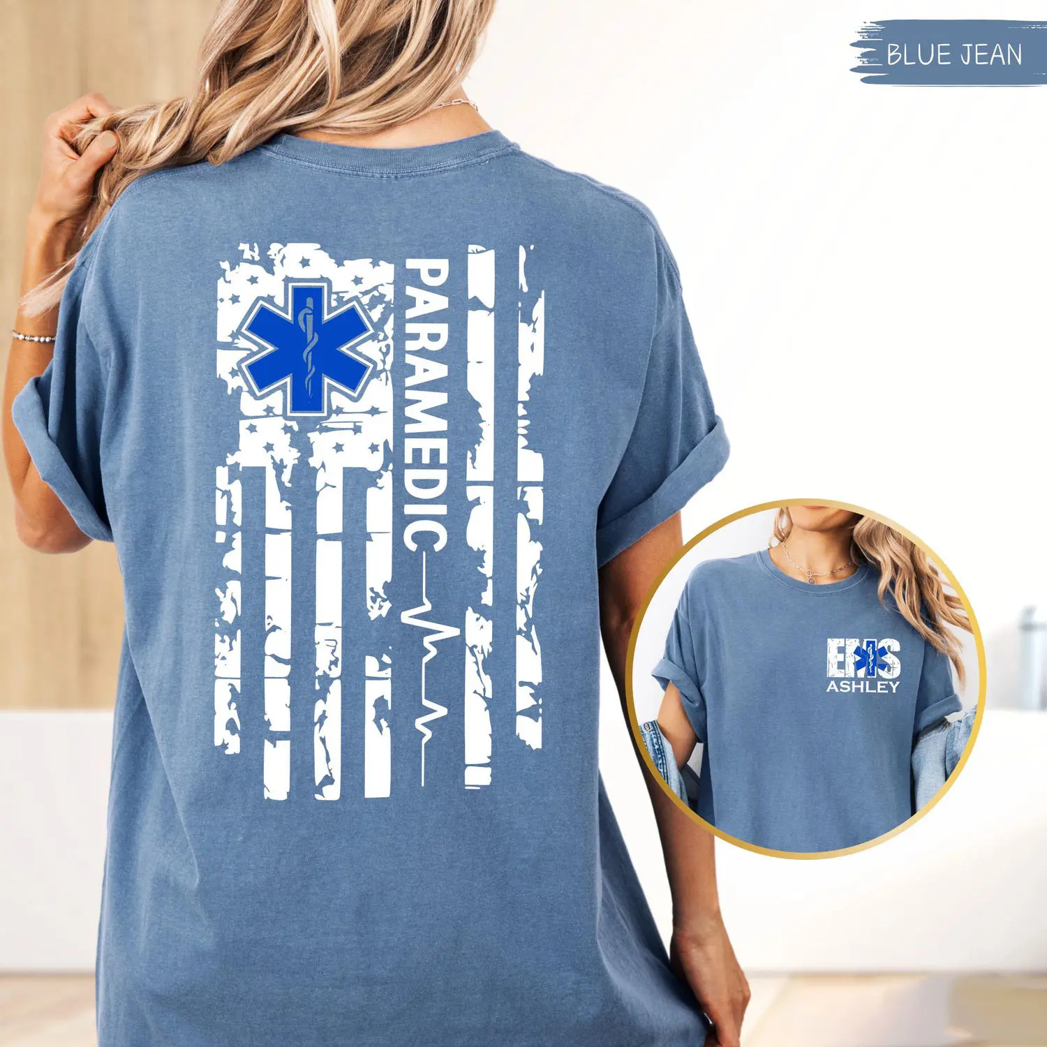 ® Custom Name EMS Shirt, Personalized Paramedic Tee, Custom EMS Gift, Emergency Tech Shirt, Paramedic Nurse Tee, Coworker Gift 5, Both Side
