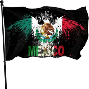 Mexico Flag Mexican American Flag 3x5 Outdoor Double Sided Mexico Usa Friendship Flag Vivid Color Polyester with Brass Grommets Patriotic House Yard Decoration Banner Ornaments