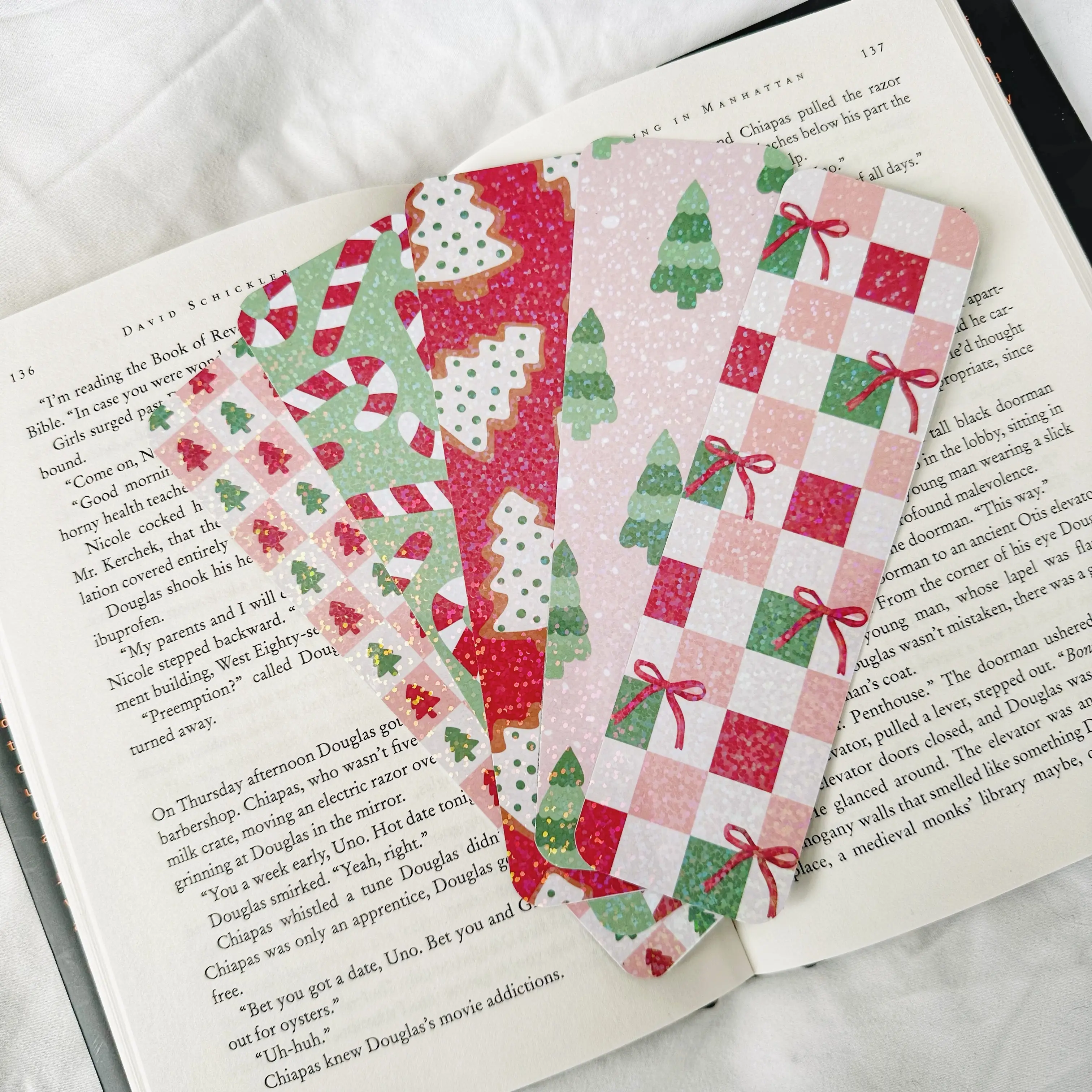 Christmas Bookmarks | Holographic Pastel Bookmarks | Bookish Merch | Decorative Bookmark cardstock bookmark